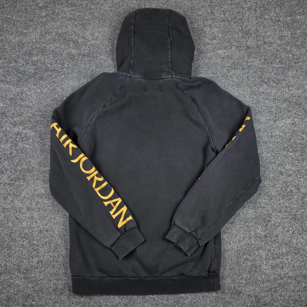 Nike Jordan Air Jumpman Hoodie Mens S Black Gold Classic Fleece Pullover Graphic